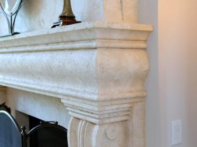 Claire Cast Stone Fireplace Mantel detail shot of quality finish