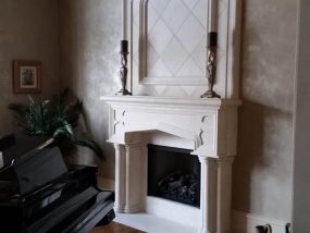 Custom Stansburry Cast Stone Fireplace Mantel with overmantel