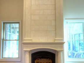 Le Plugavoy Cast Stone Fireplace Mantel with Over Mantel