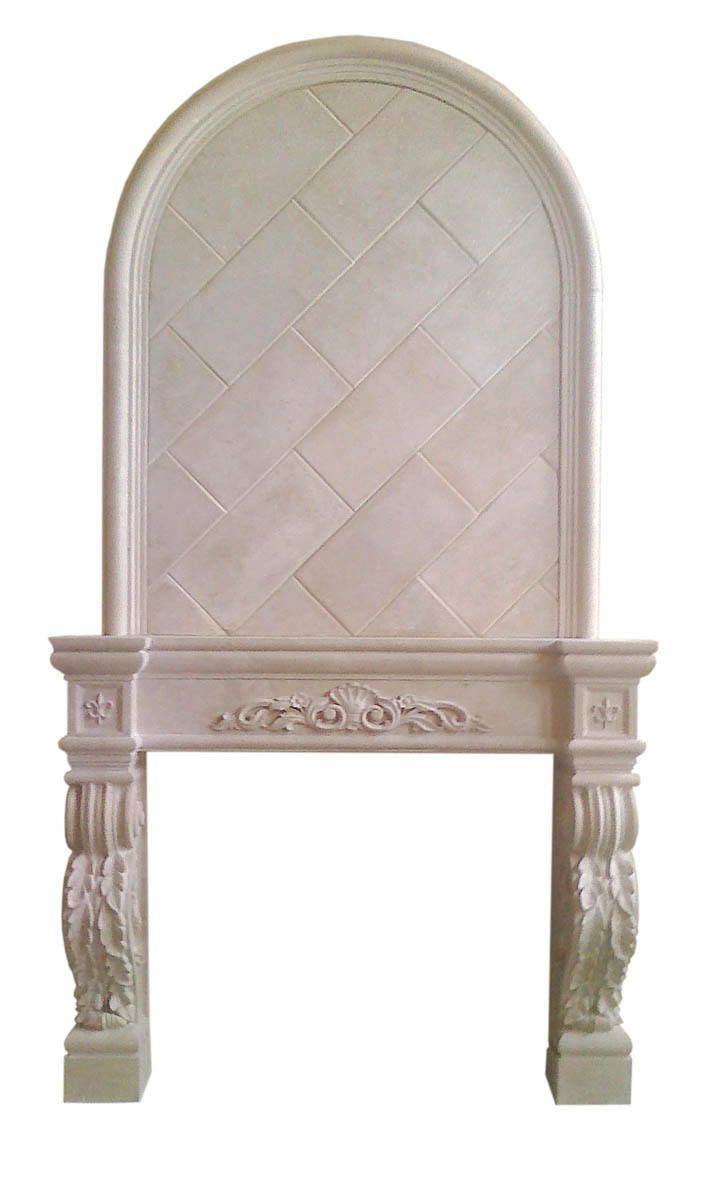 Sterling-with-overmantel-outline cast stone fireplace mantel