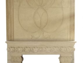 Stratford Cast Stone Fireplace Mantel Outline with Over mantel